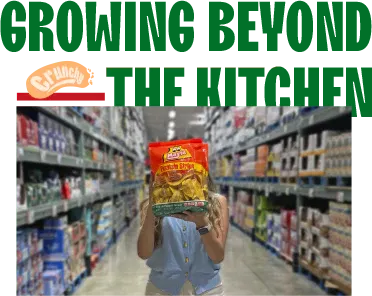 Child holding a bag of Mayte Maduritos in a grocery store aisle, showing the brand's retail growth