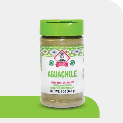 Sazon Natural Aguachile seasoning jar with green lid, 5 oz