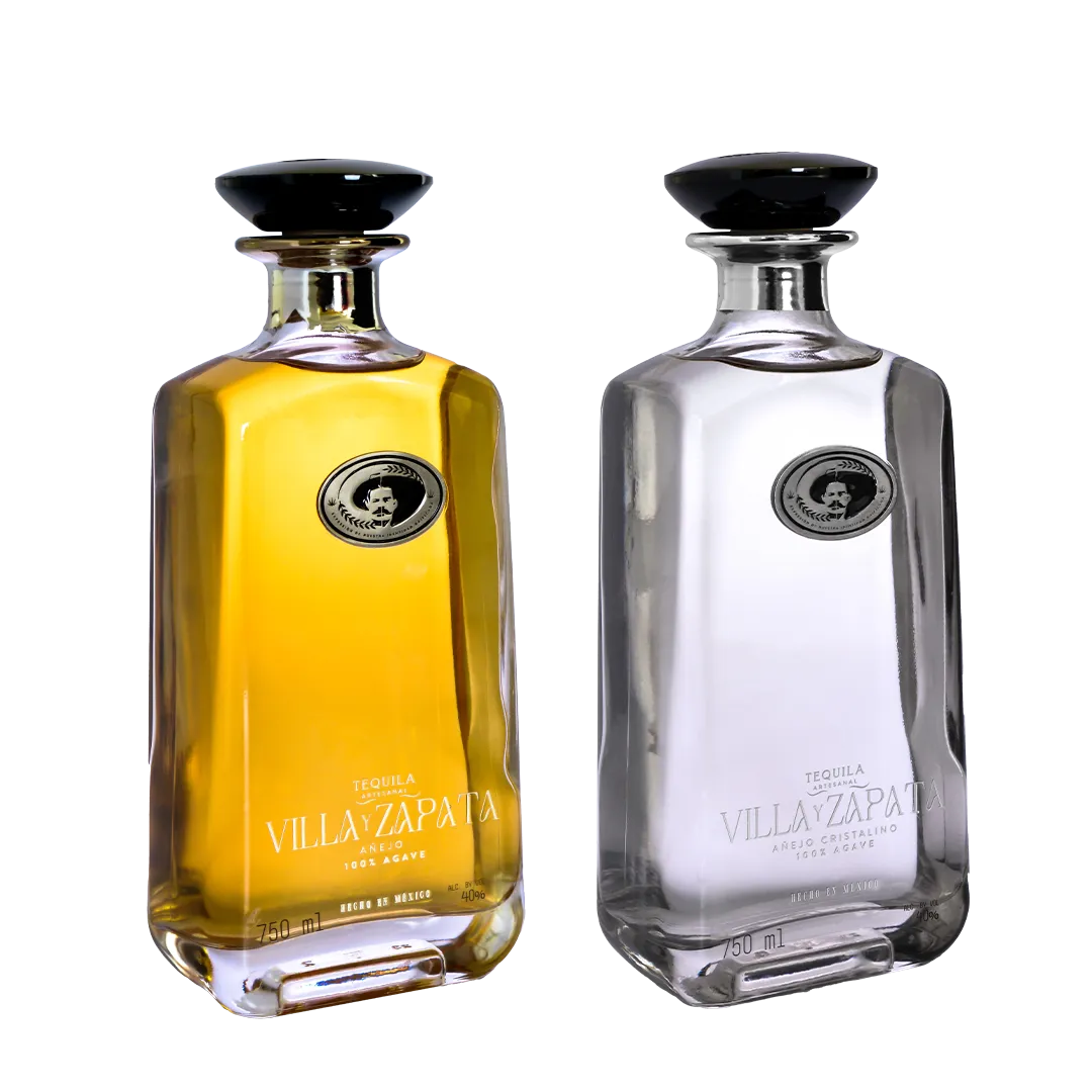 Añejo and Cristalino bottles side by side on white background