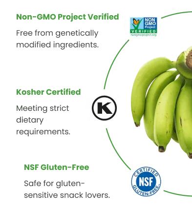 LuLu certifications mobile view showing Non-GMO Kosher and NSF badges