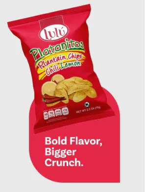 LuLu Chili Lemon Chips bag back showing nutritional info