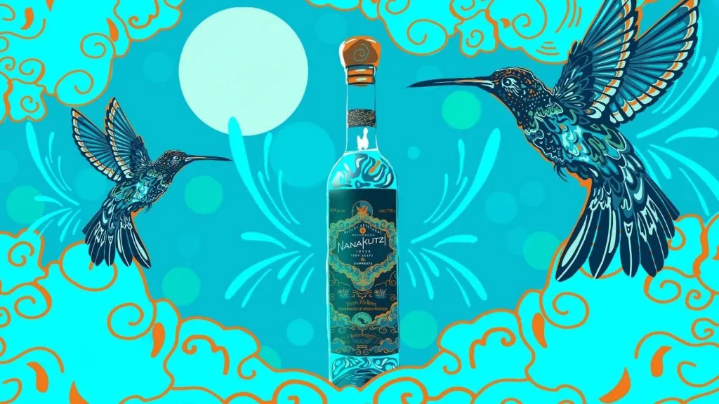 Nanakutzi Cupreata bottle promotional image with hummingbird illustrations