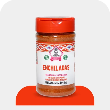 Sazon Natural Enchiladas seasoning jar with orange lid, 5 oz