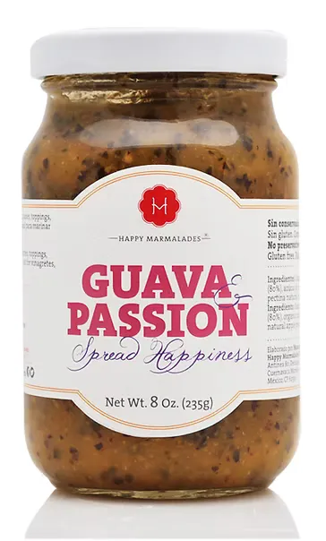 Guava Passion fruit spread 8oz jar, front label