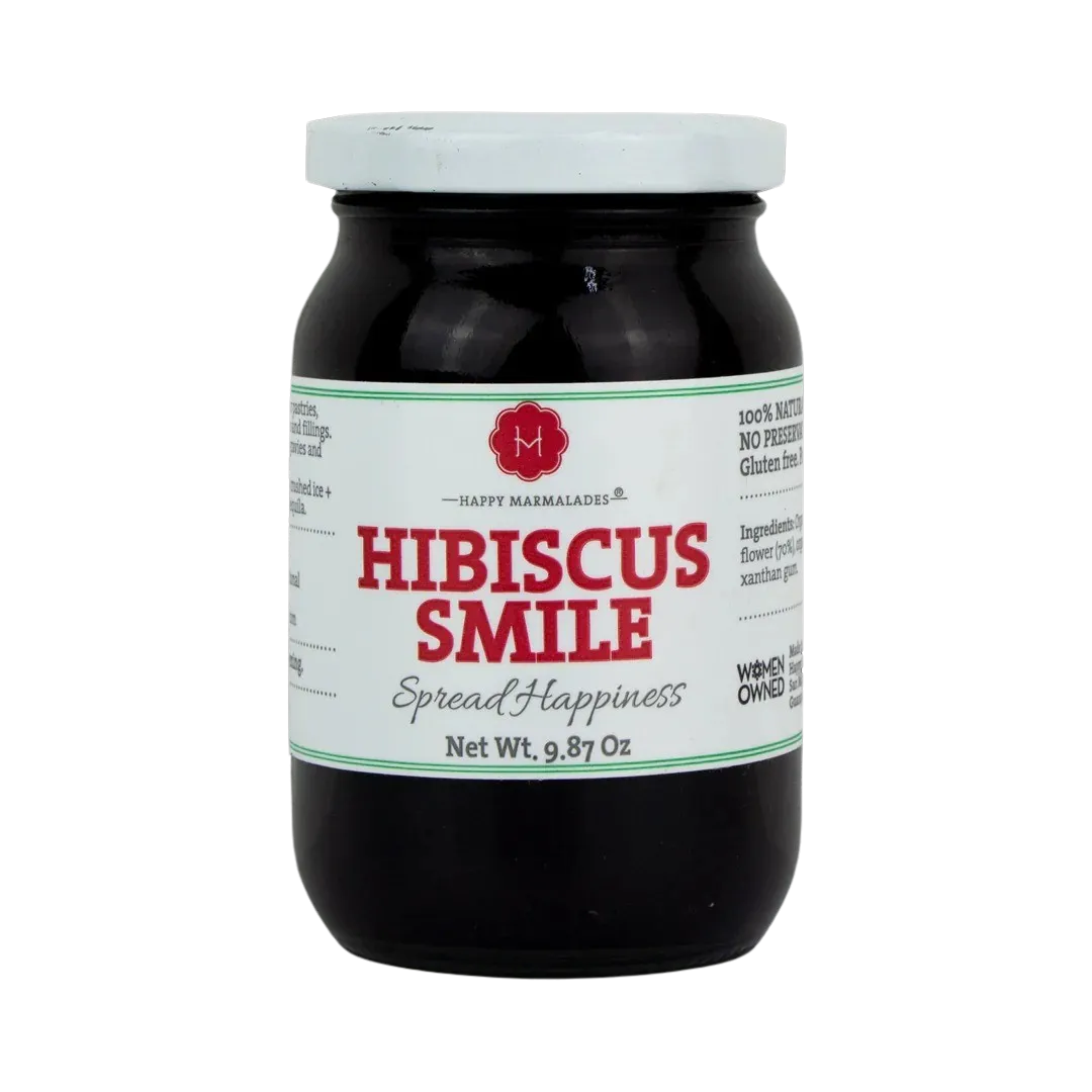Hibiscus Smile fruit spread 9.87oz jar, front label