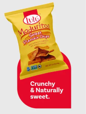 LuLu Maduritos Chips bag back showing nutritional info