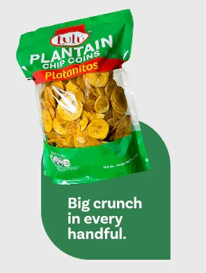 LuLu Plantain Coins bag back showing nutritional info