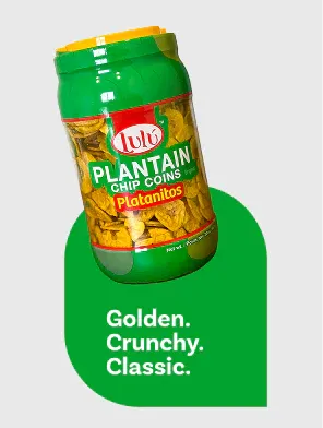 LuLu Salted Plantain Coins jar back showing nutritional info