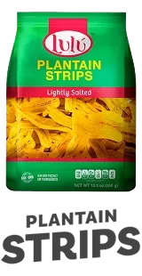 LuLu Plantain Strips product bag on dark background