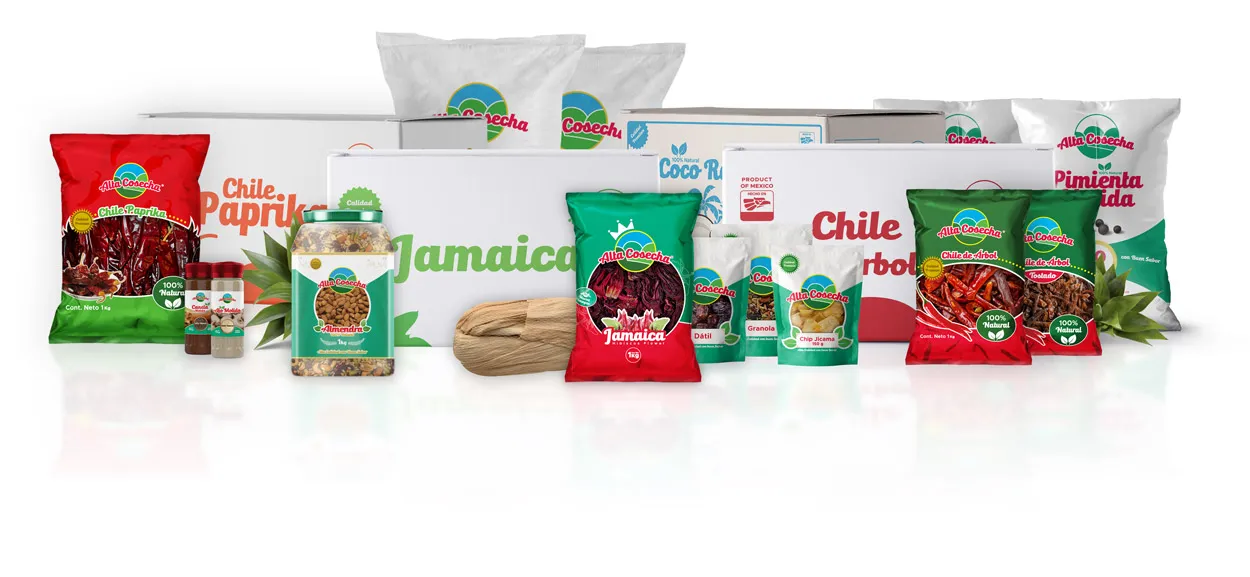 Complete Alta Cosecha product line featuring all bags and packages