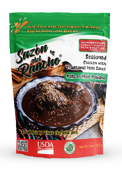 Sazón del Rancho Seasoned Chicken with Mole Sauce pouch, 8oz