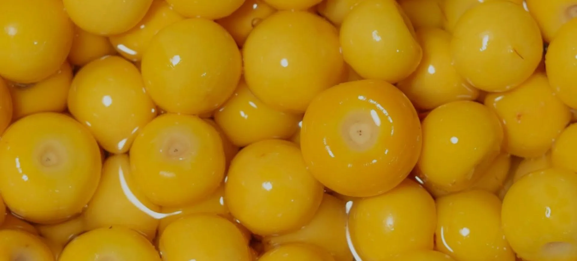 Close-up of many ripe yellow nanche fruits packed together