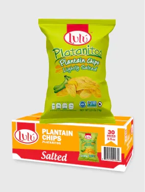 LuLu Salted Chips bag and retail box front