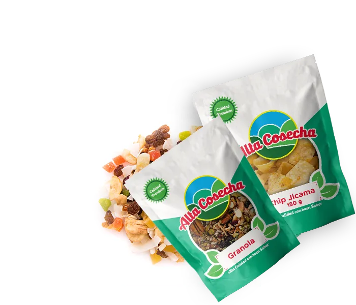 Alta Cosecha granola and jicama chips snack bags